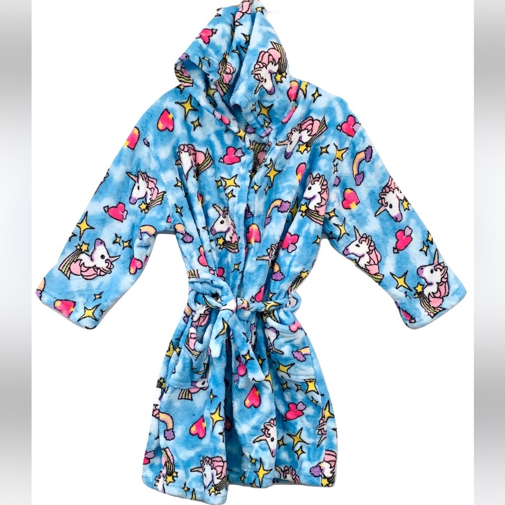 EUC Plush Blue Unicorn Robe by Made with Love and Kisses